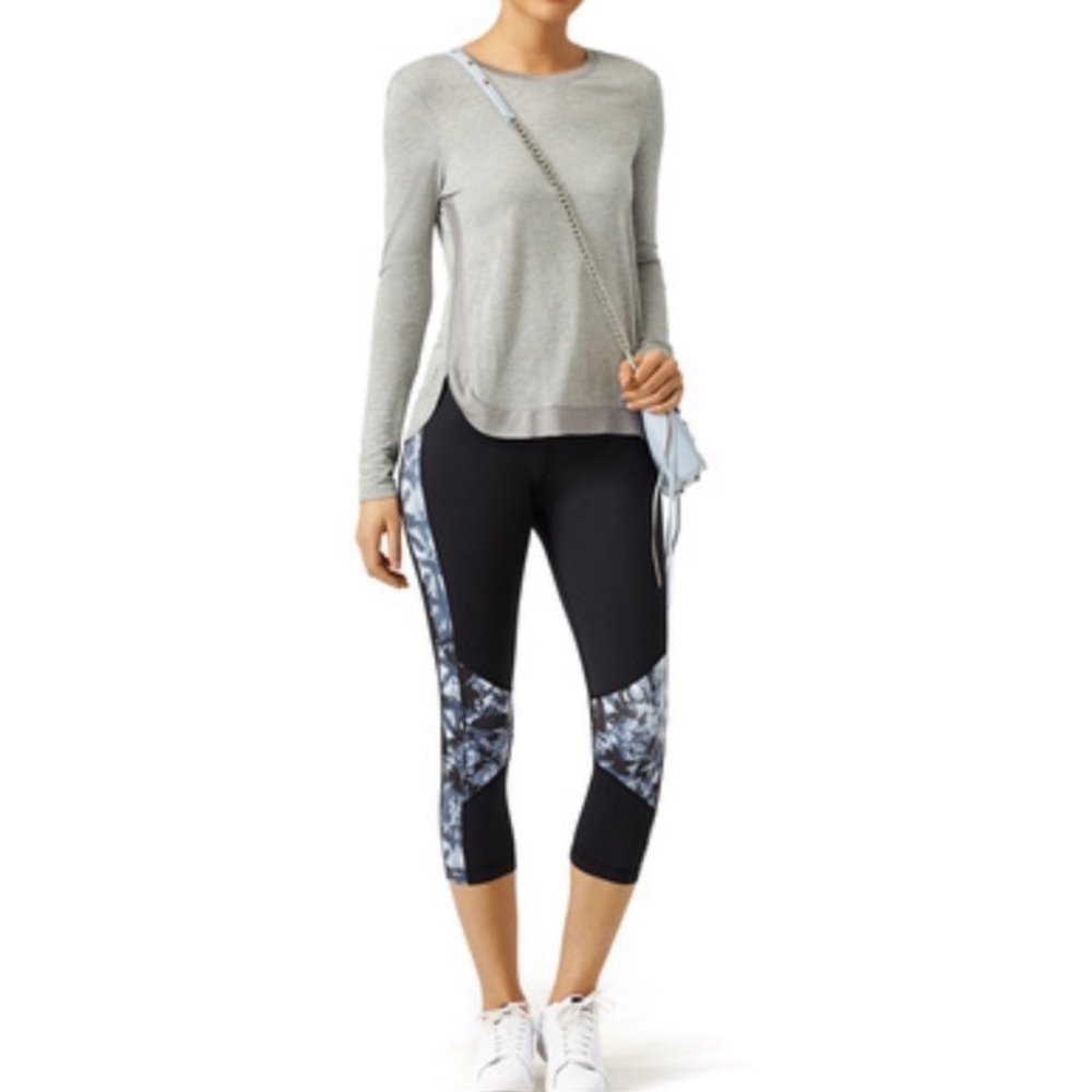 ALALA Palm Shadow Print Blocked Crop Active Workout Leggings
